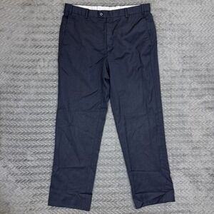 Zanella Dress Pants Mens 36x31 Blue Wool Made In Italy Flat Front Preppy